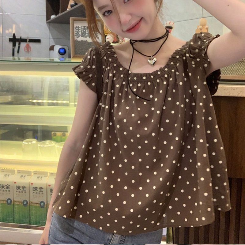 Summer Youth Clothing - Coreano temperamento bolinhas blusa solta verão