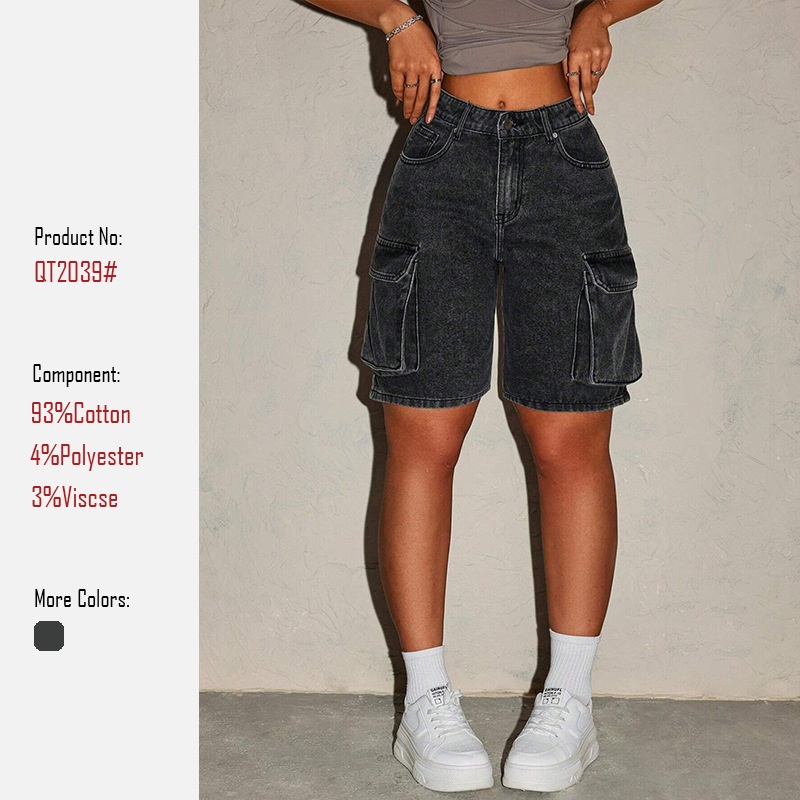 Summer Clothing Vintage - Shorts Jeans Femininos Retrô com Cinco