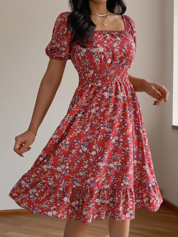 Summer Clothing Pakistan - Vestido Midi Feminino de Verão e