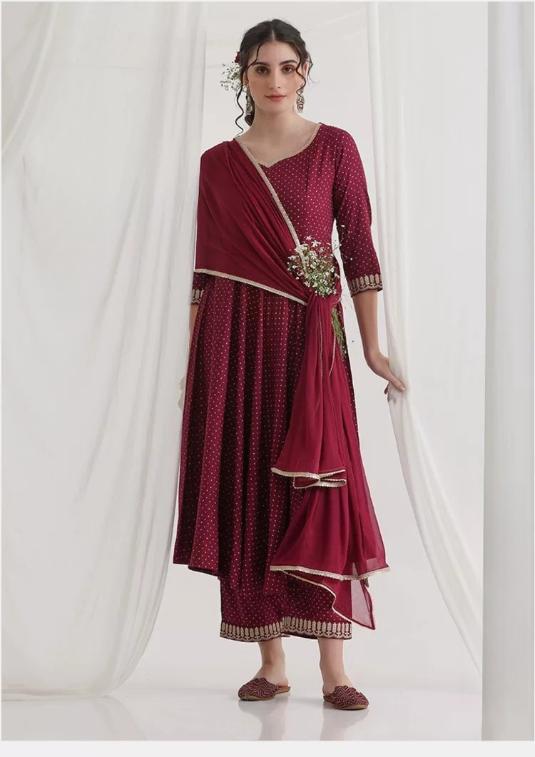 Summer Clothing Pakistan - Conjunto de Kurta Étnica Marrom para