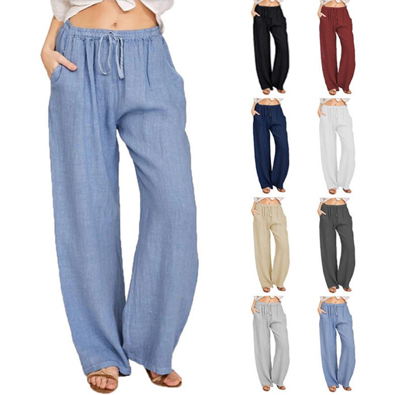 Summer Clothing Zara - Mulheres calças de linho de algodão