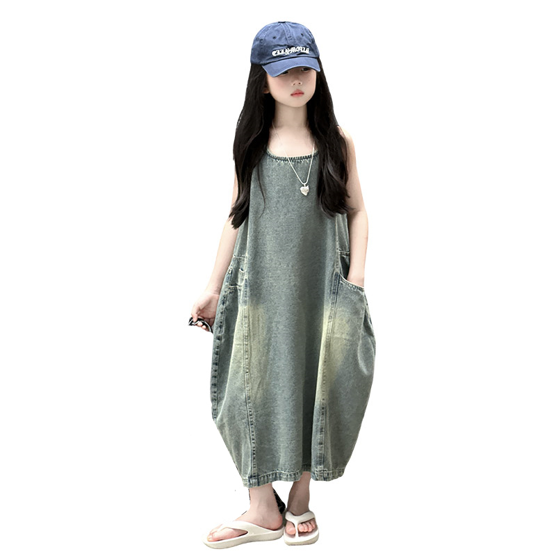 Summer Clothing Vintage - Vintage azul crianças meninas de alta