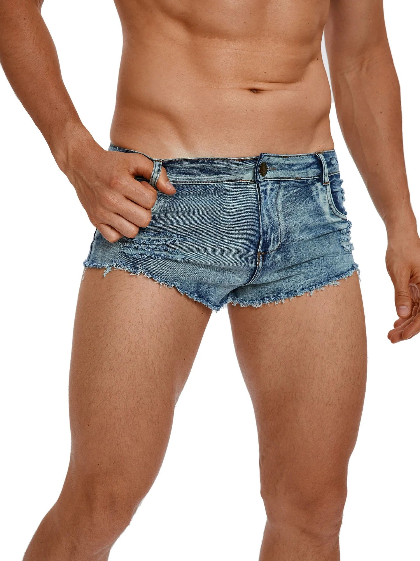 Summer Clothing Vintage - Shorts Jeans Masculinos de Cintura Baixa