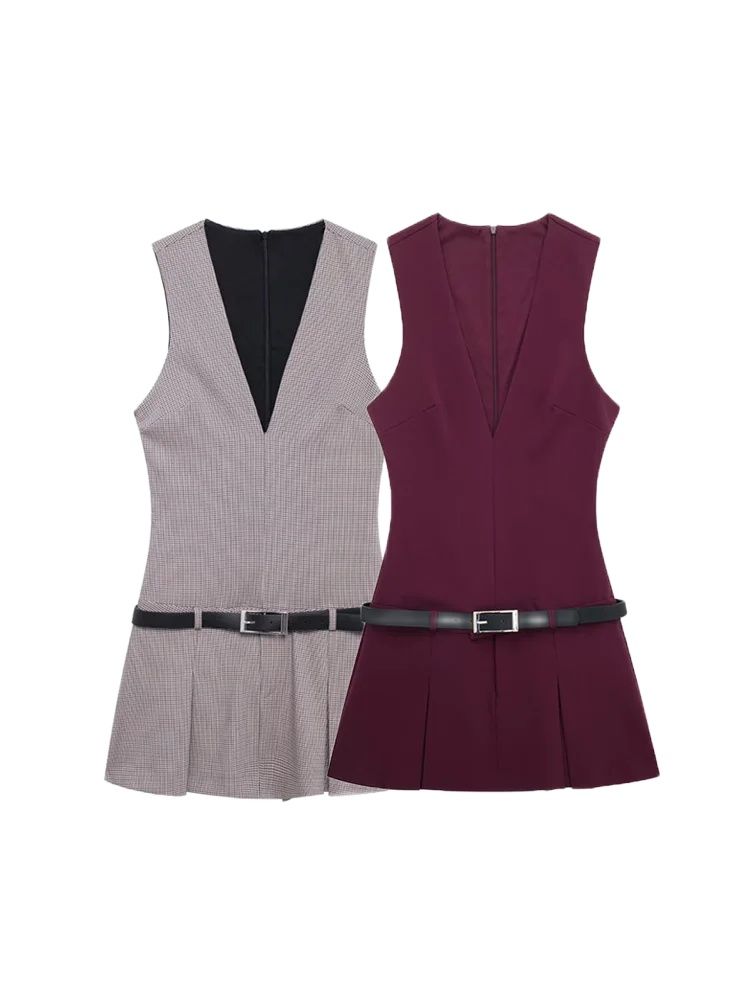 Summer Clothing Zara - Minivestido plissado sem mangas com cinto