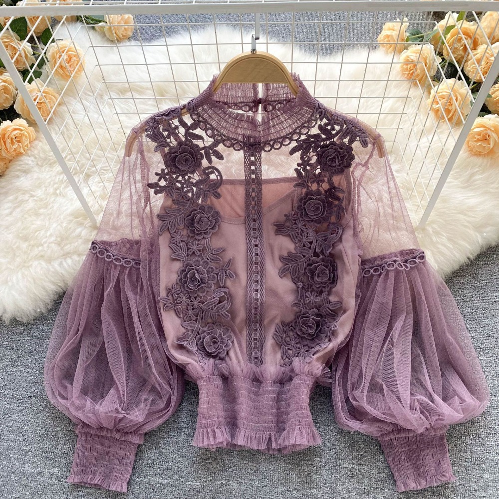 2 pçs/set rendas puff manga lo - Summer Clothing Vintage avaliação e preço