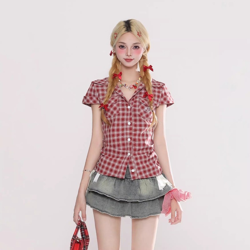 Camisa Vintage Gótica Xadrez H - Summer Goth Clothing avaliação e preço