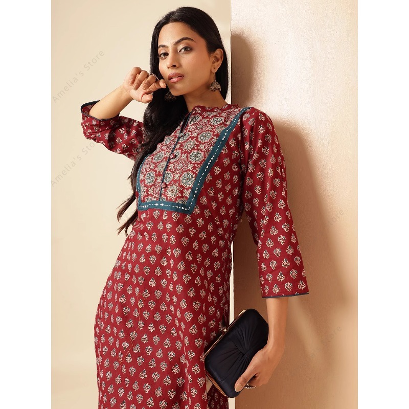 Kurta Feminina Étnica Marrom F - Summer Clothing Pakistan avaliação e preço