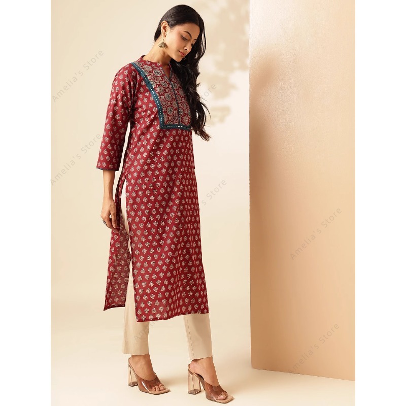 Kurta Feminina Étnica Marrom F - Summer Clothing Pakistan avaliação e preço