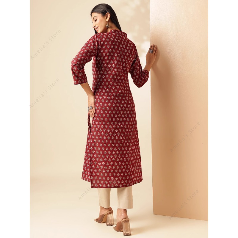 Kurta Feminina Étnica Marrom F - Summer Clothing Pakistan avaliação e preço