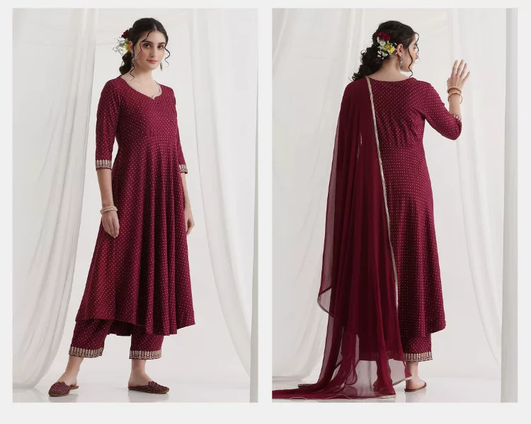 Conjunto de Kurta Étnica Marro - Summer Clothing Pakistan avaliação e preço