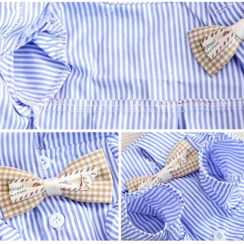 Bowknot listrado camisas para  - Summer Dog Clothing avaliação e preço