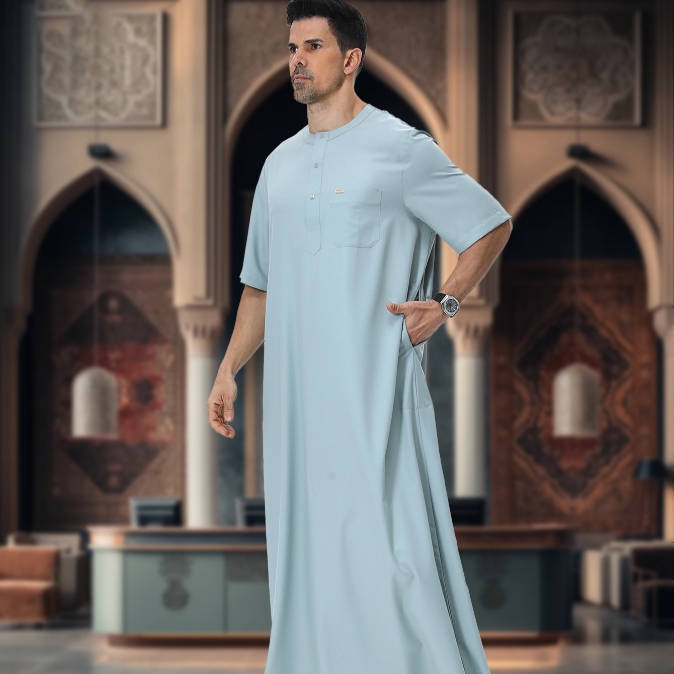 Abaya Kaftan para Homens Muçul - Summer Clothing Pakistan avaliação e preço