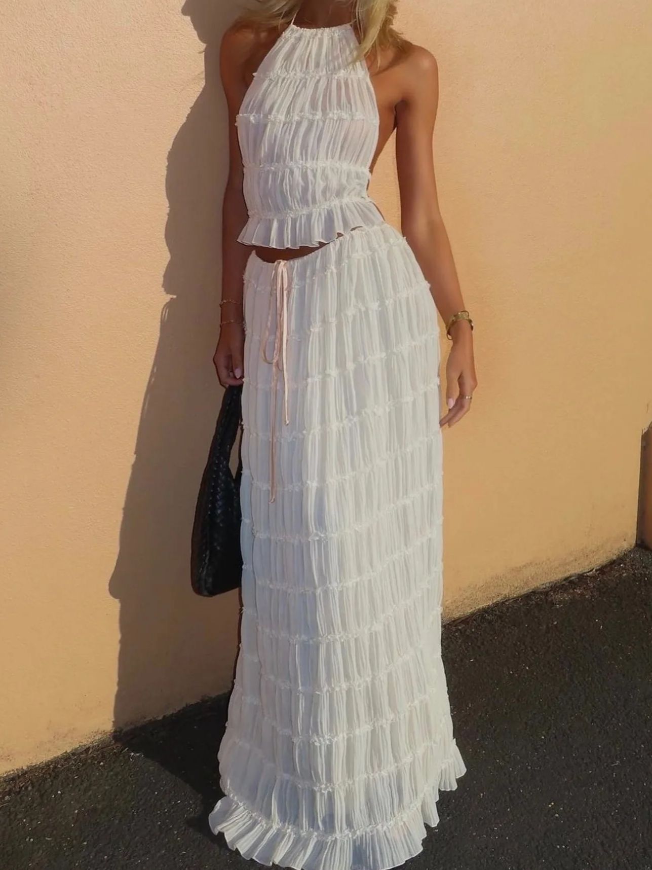 Moda halter pescoço saia longa - Summer Clothing Zara avaliação e preço
