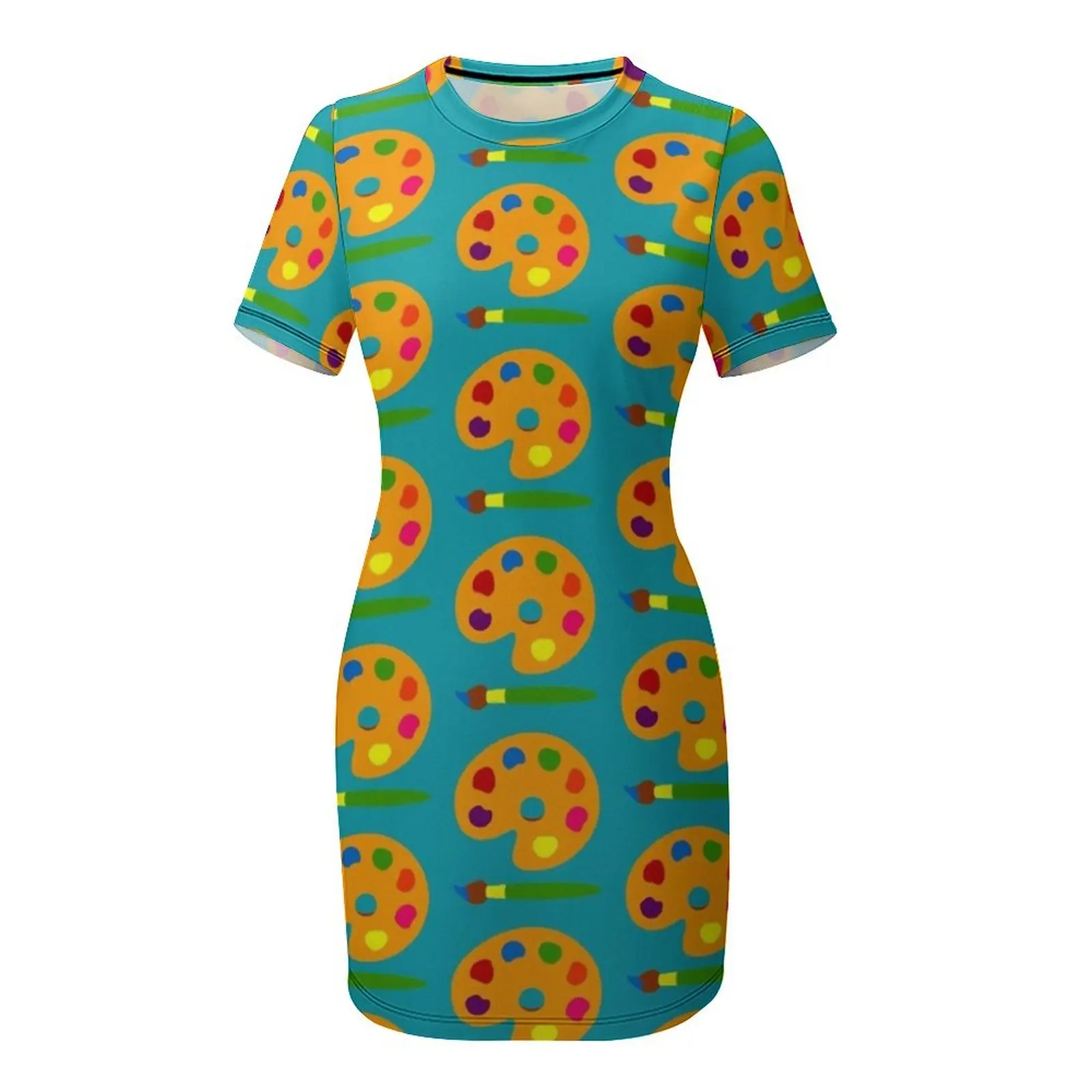 Vestido de Manga Curta com Est - Summer Clothing Color Palette avaliação e preço